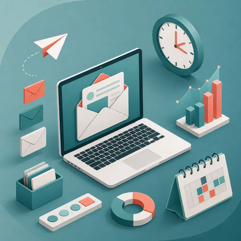 Flat-vector illustration about Best Time to Send Marketing Emails: Days, Hours and Testing Strategies That Actually Work