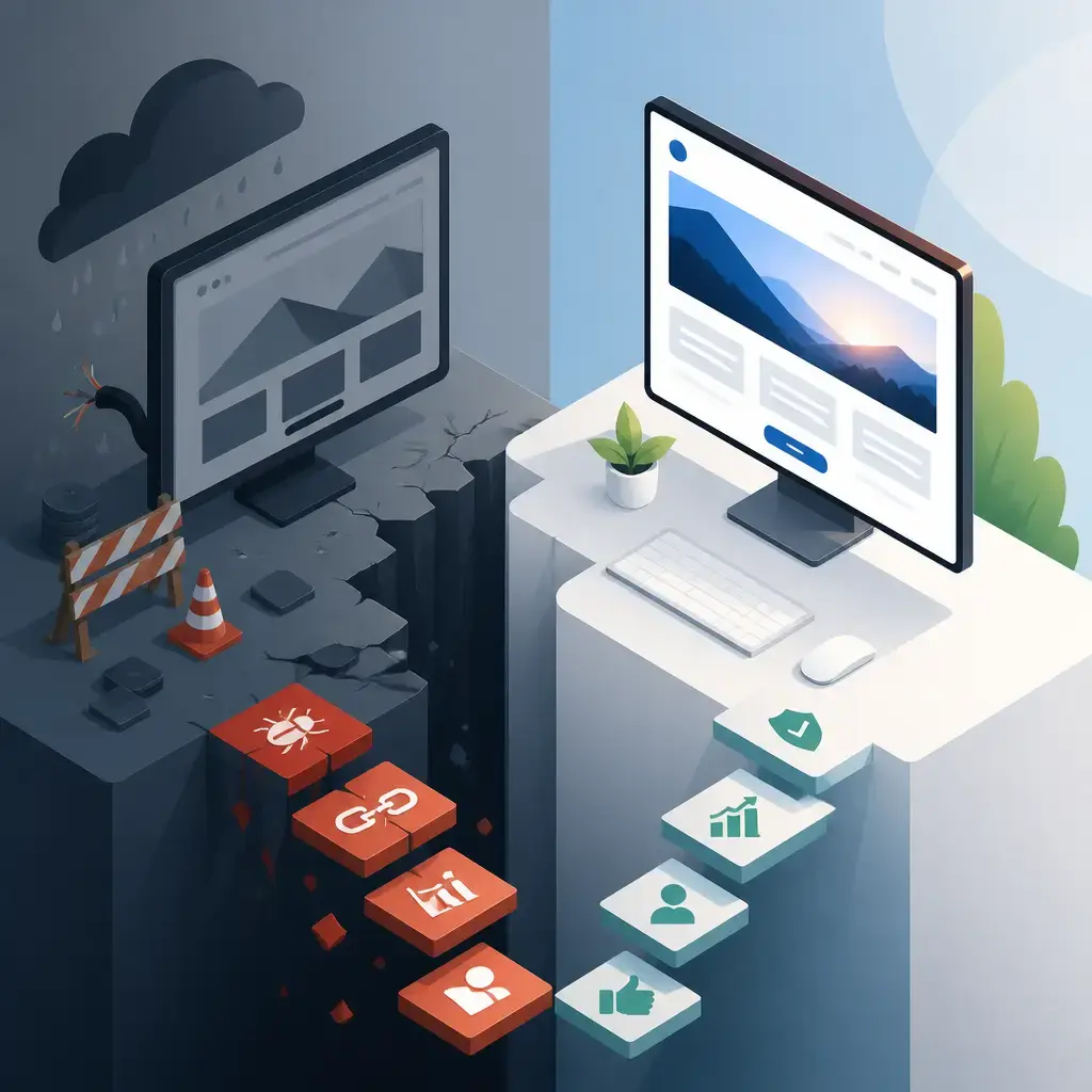 Flat-vector illustration about Cheap vs Professional Web Design: What Cutting Corners Actually Costs You