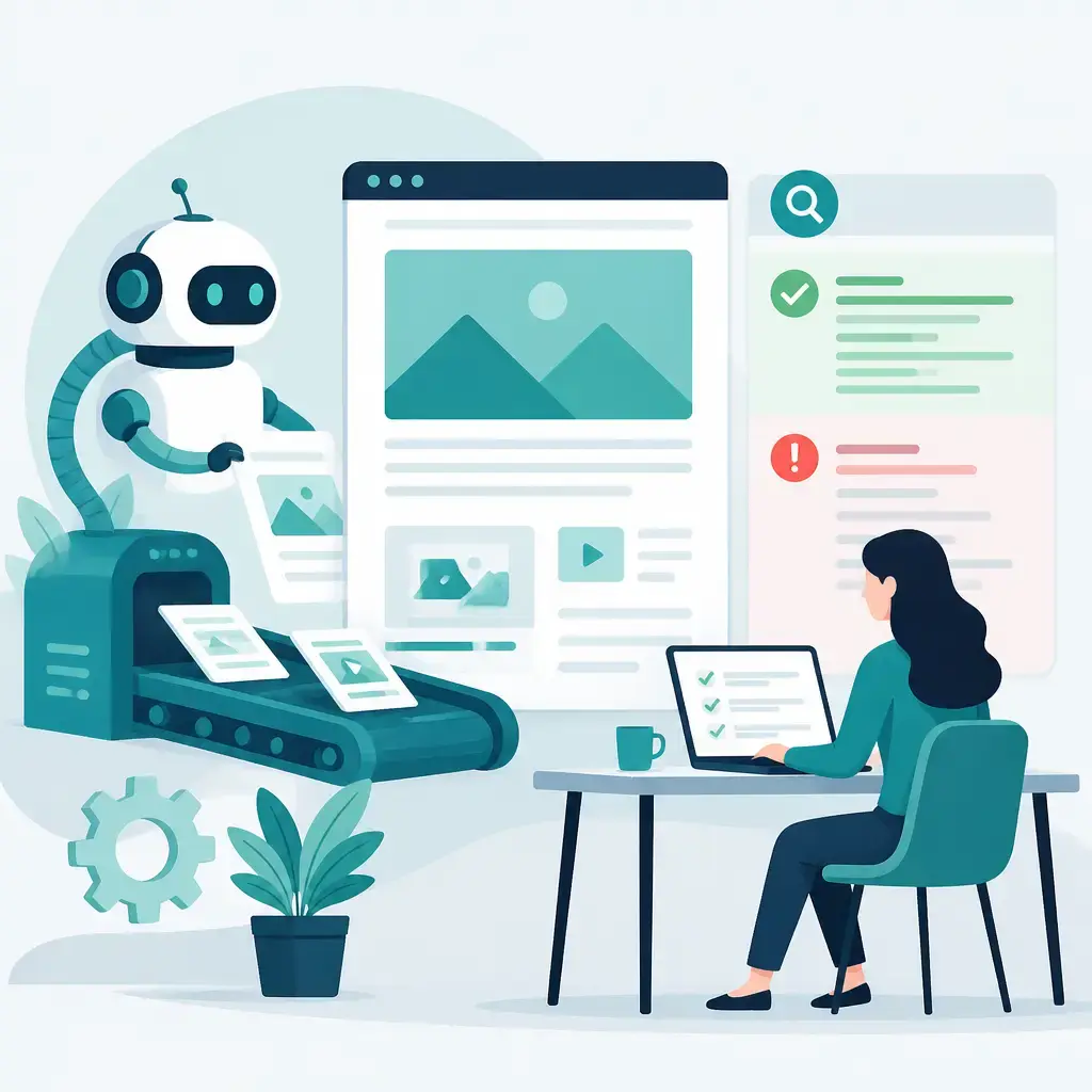 Flat-vector illustration of automation, seo, ai,