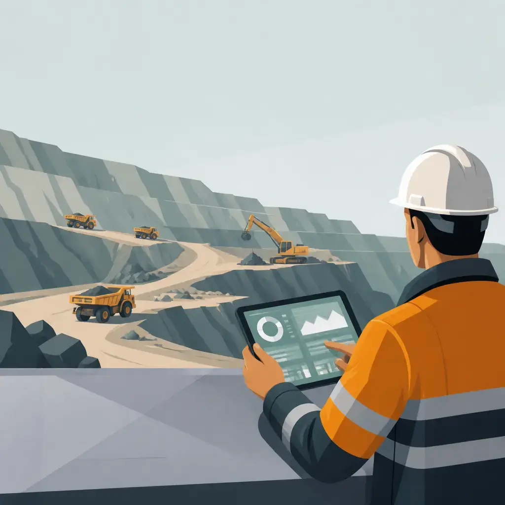 Flat-vector illustration of Mining Operations software