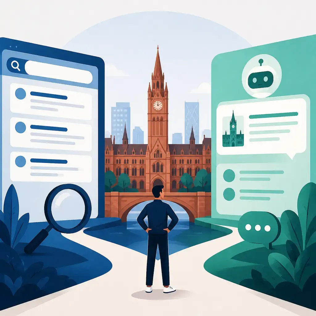 Flat-vector illustration of SEO VS GEO