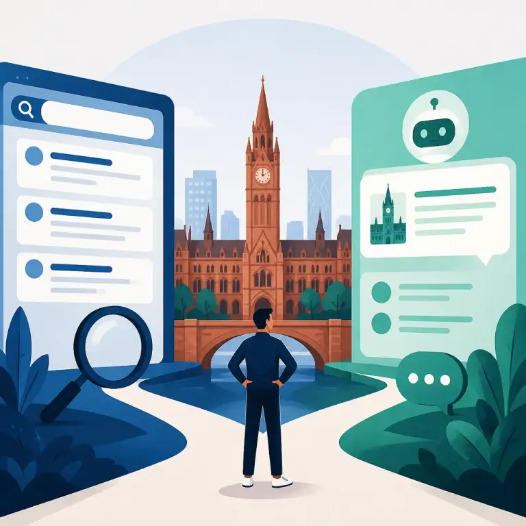 Flat-vector illustration of SEO VS GEO