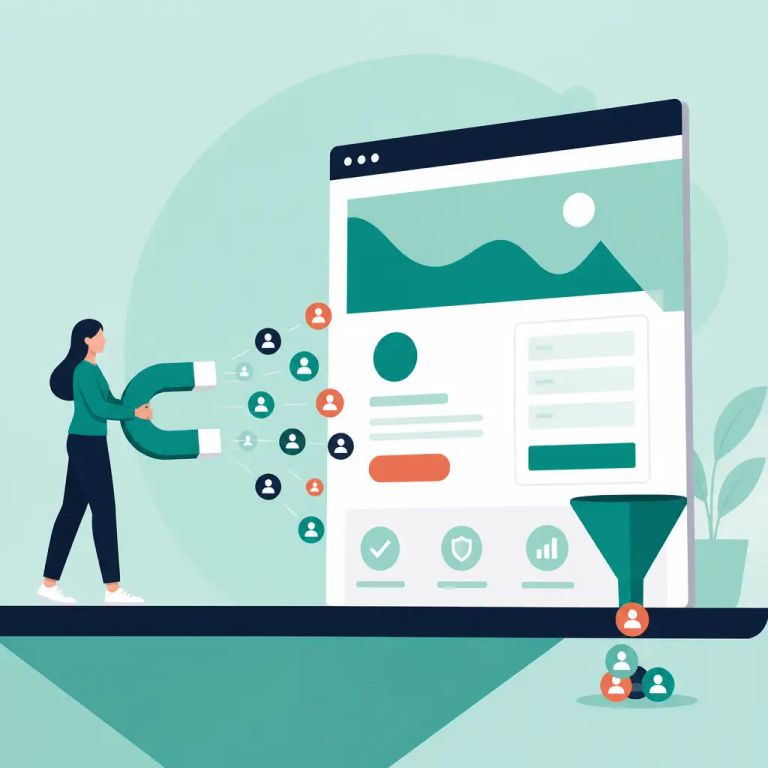 Flat-vector illustration about High Converting Landing Pages: How to Turn Visitors into Enquiries and Sales