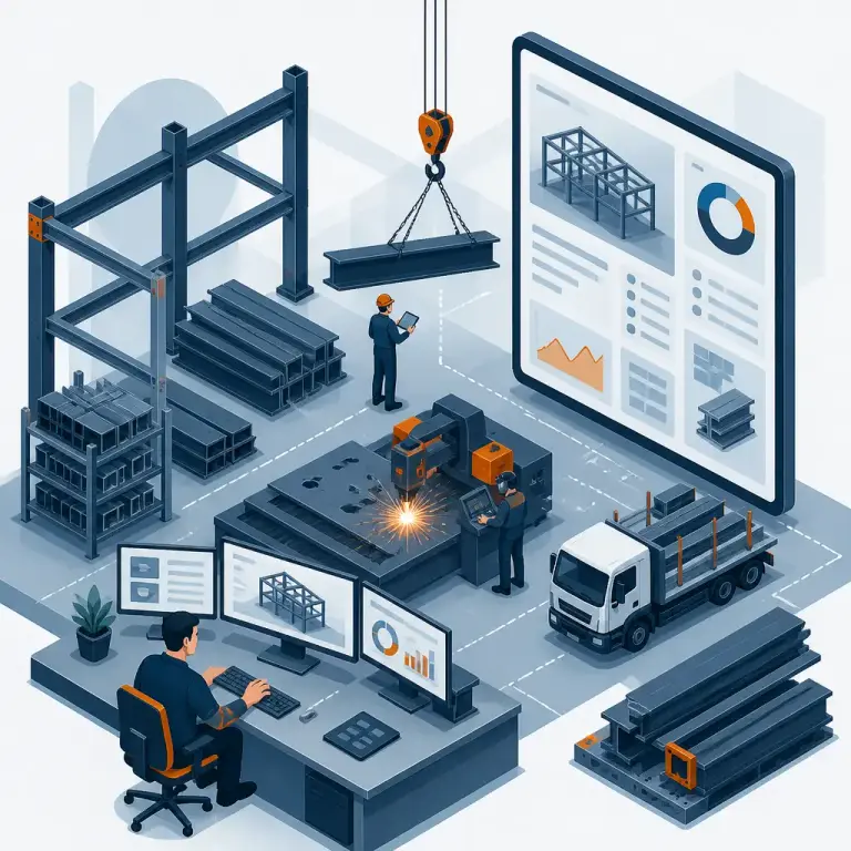 Flat-vector illustration of Metal Fabrication software