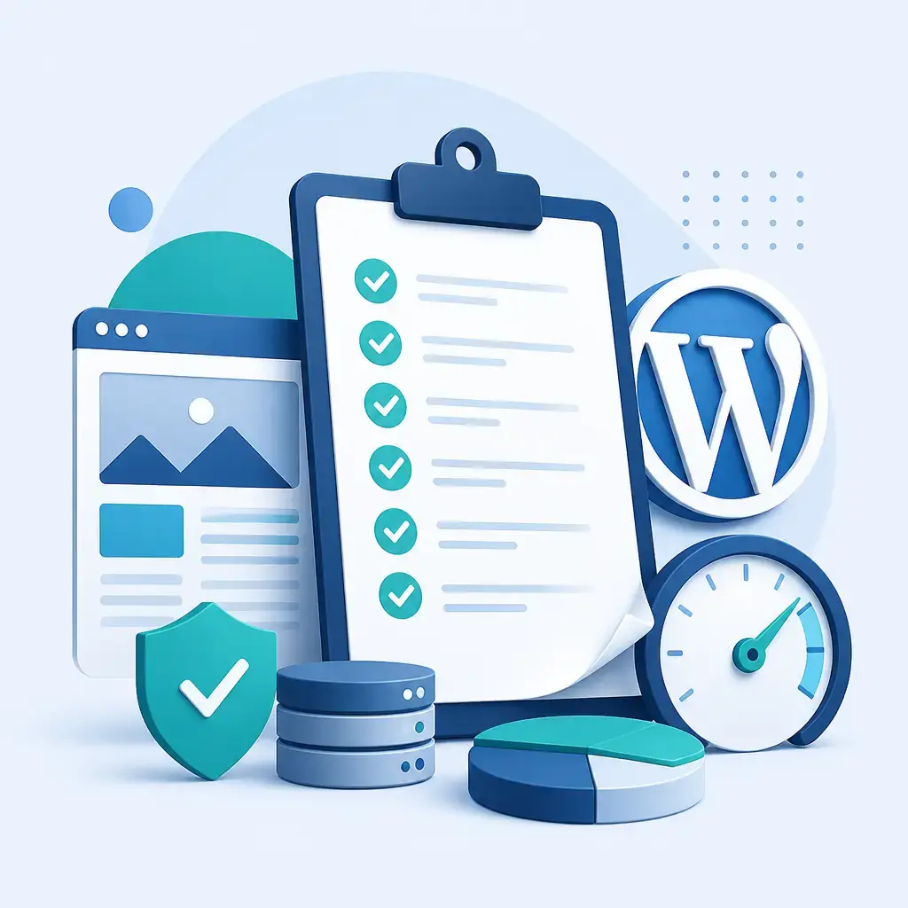 Flat-vector illustration of wordpress checklist