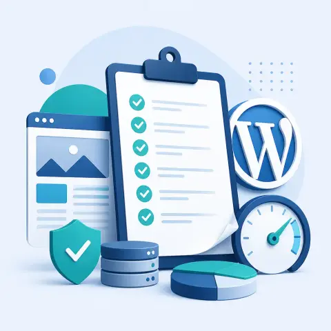 Flat-vector illustration of wordpress checklist