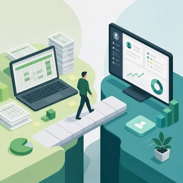 software, applications, person walking to computer screen.