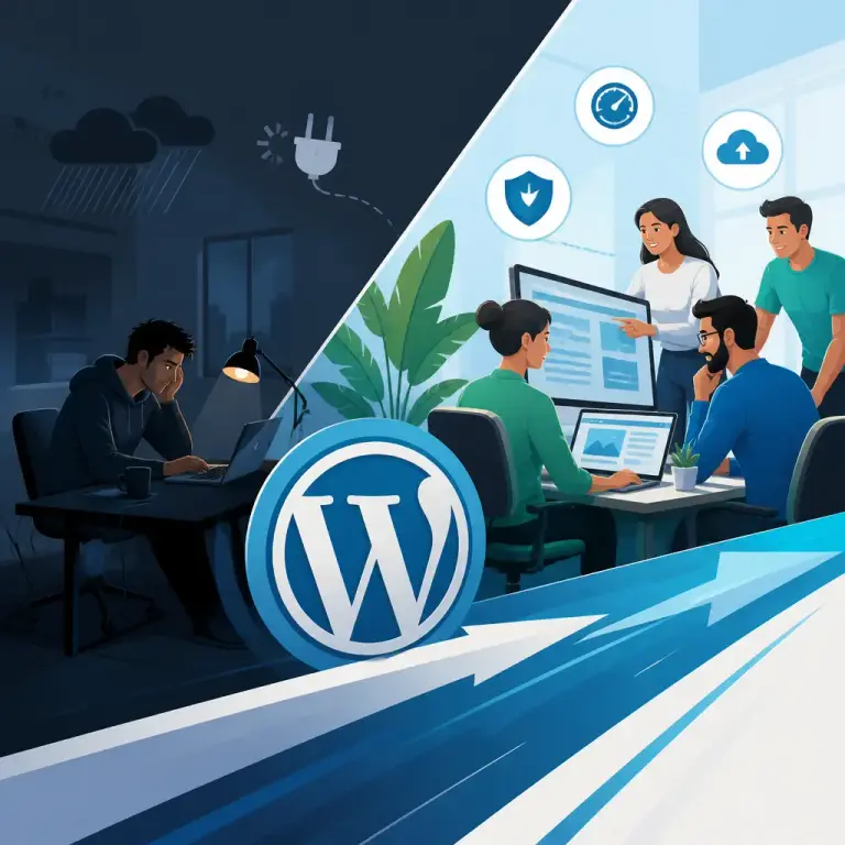 Flat-vector illustration of wordpress agency