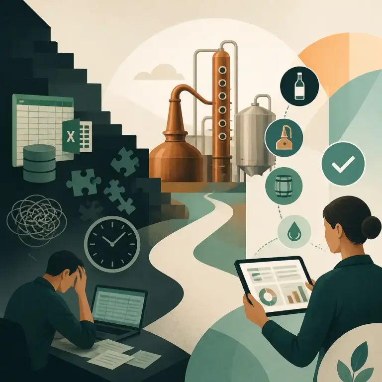 Flat-vector illustration of Distilleries software