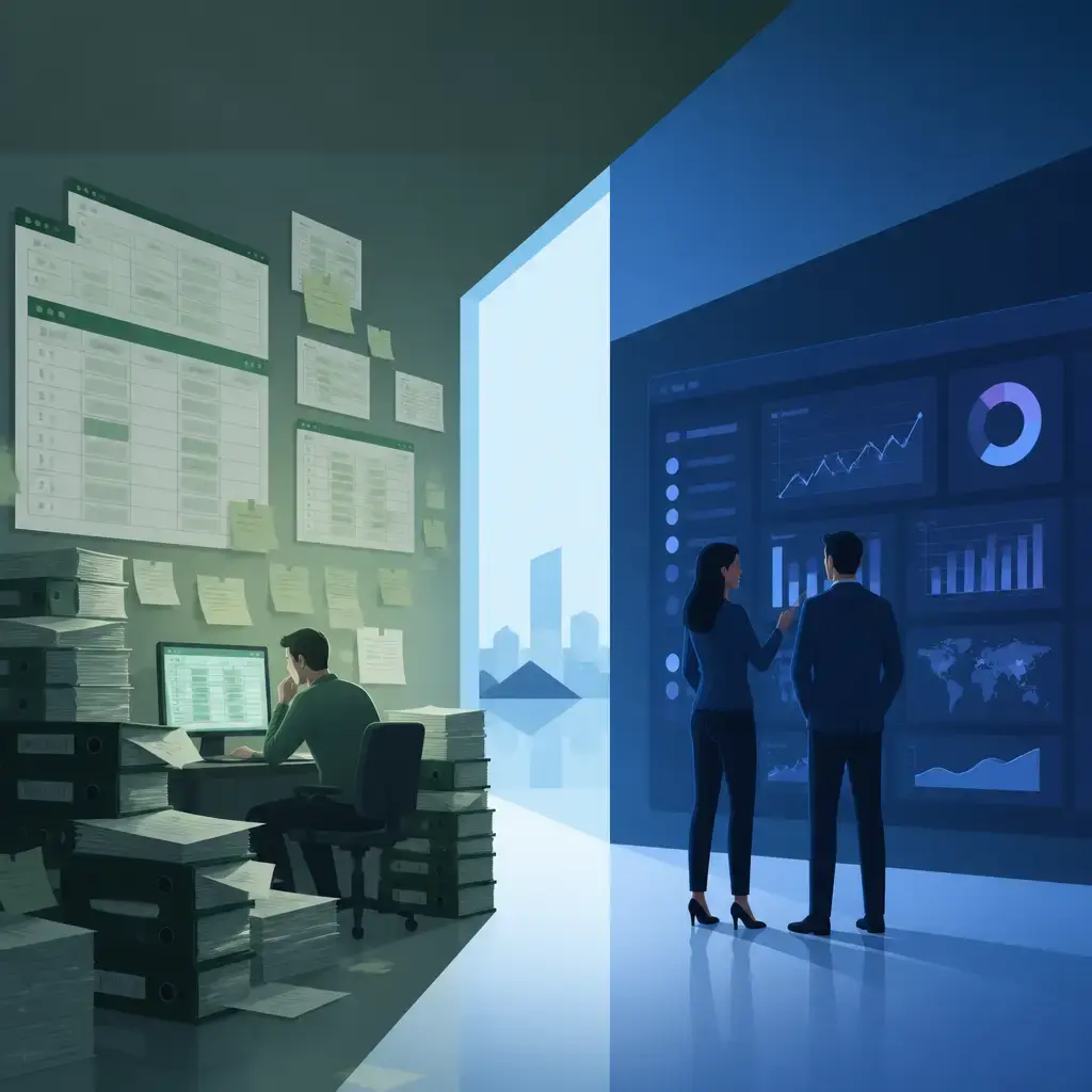 Flat-vector illustration about Family Offices Should Ditch the Spreadsheet and Build a Bespoke Portfolio Management System
