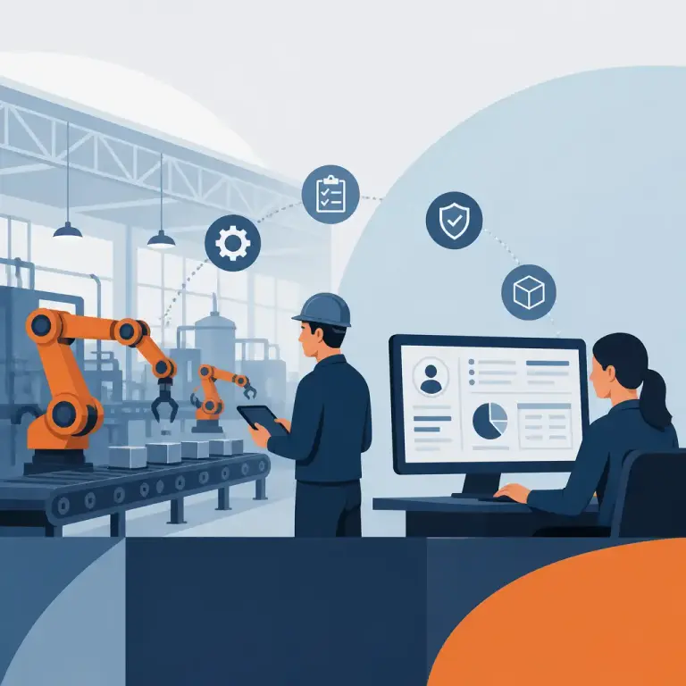 Flat-vector illustration of Manufacturing CRM