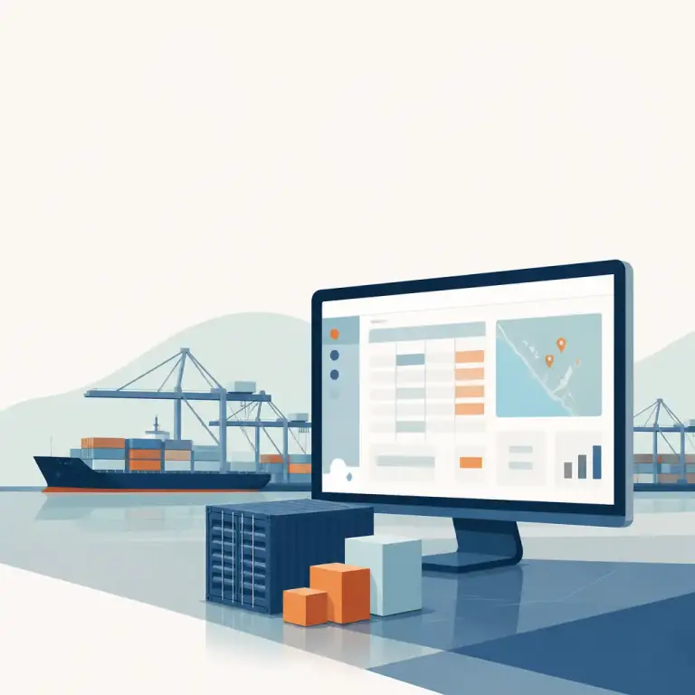 Flat-vector illustration of shipping ports software
