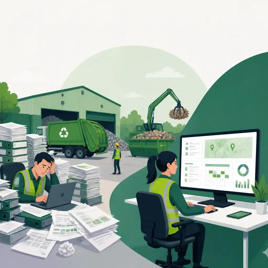 Flat-vector illustration of Recycling softwware