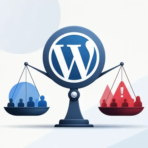 Flat-vector illustration about WordPress Advantages and Disadvantages: What UK Business Owners Need to Know