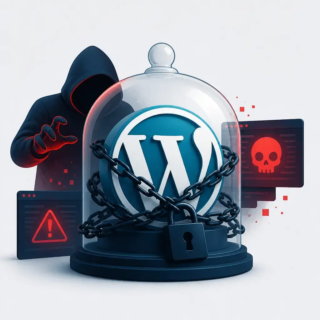 Flat-vector illustration of hacker wordpress